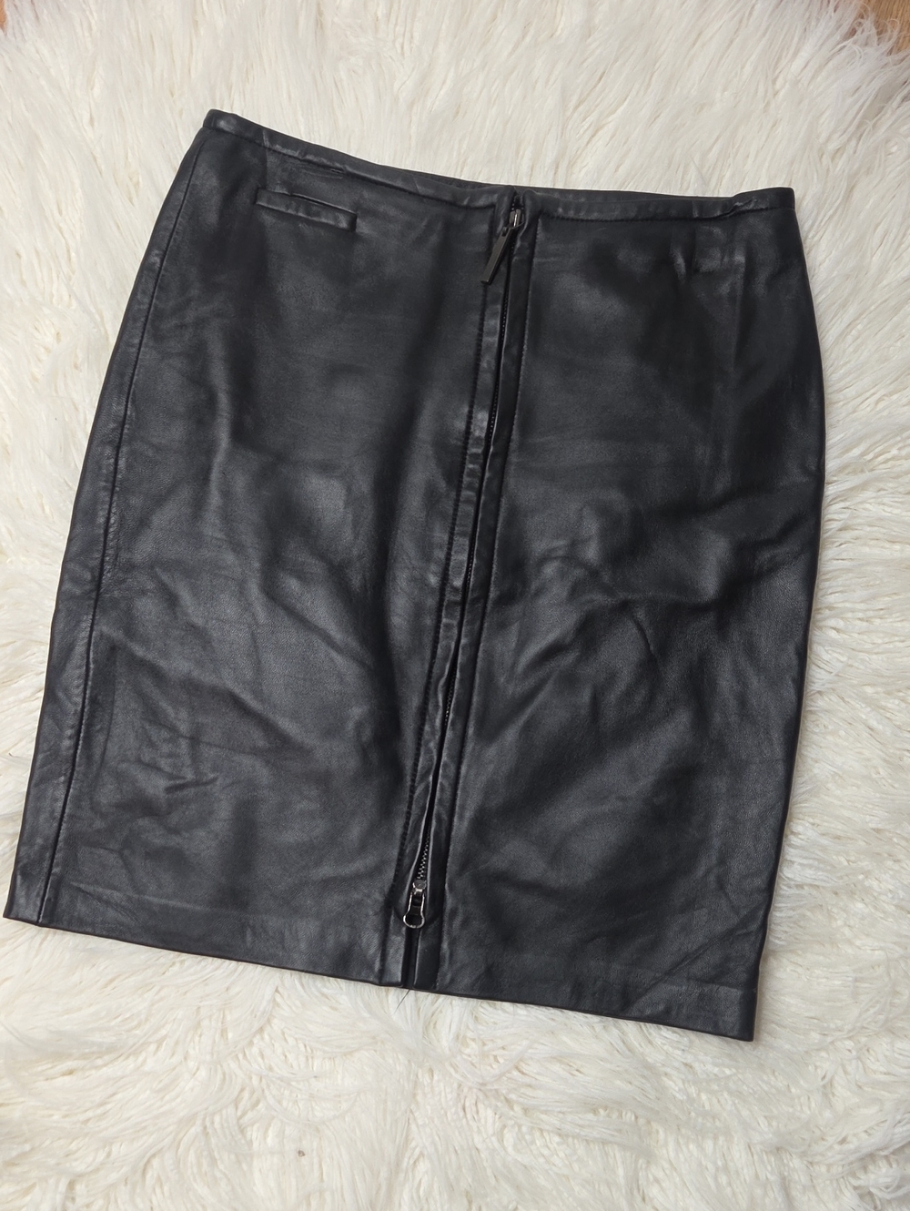 Express Black Faux Leather Center-Zip Pencil Skirt
